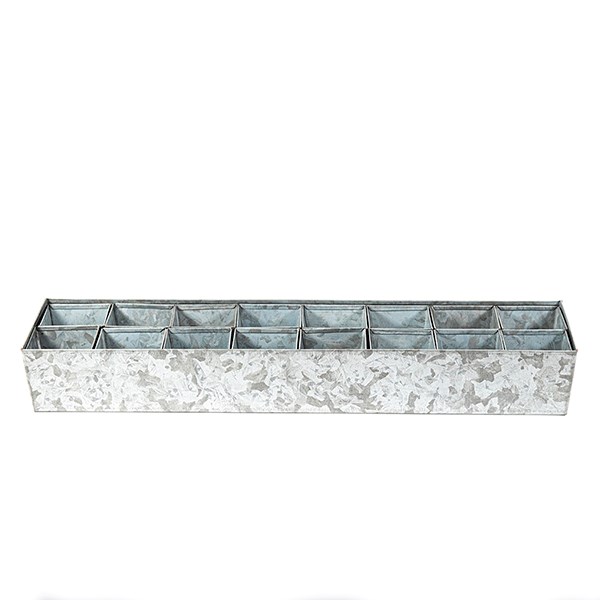 Galvanised metal tray with 16 grow pods