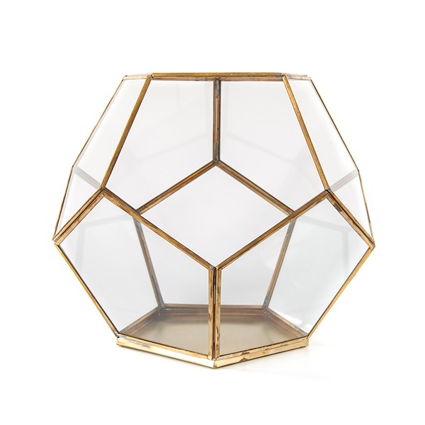 Pentagon terrarium with tray base