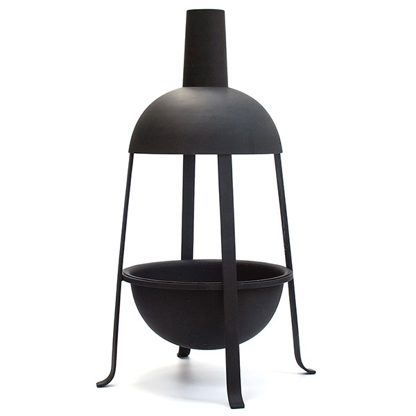 Hooded jiko fire pit with fire starter dome