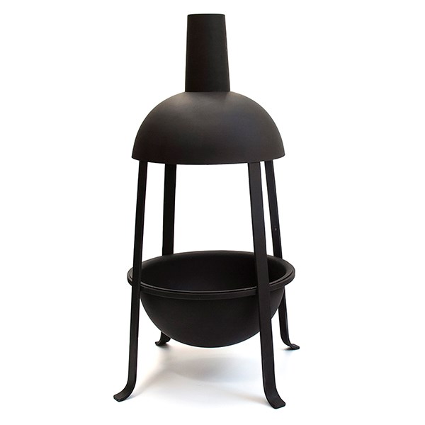 Hooded jiko fire pit with fire starter dome