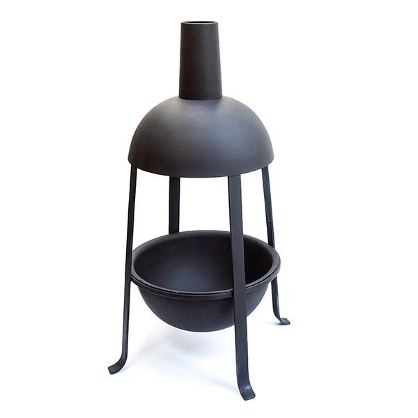 Hooded jiko fire pit with fire starter dome