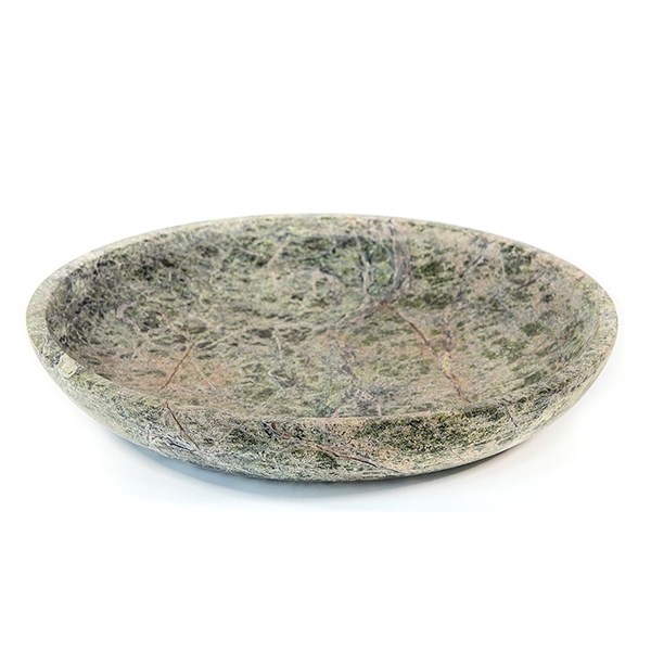 Turned green marble bird bowl