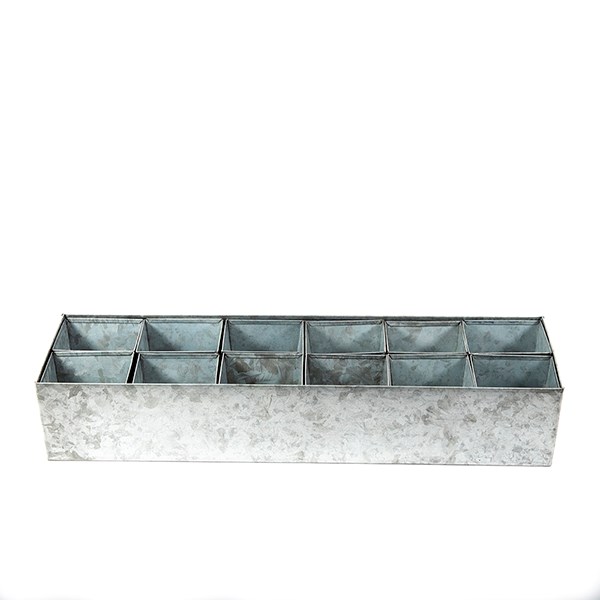 Galvanised metal tray with 12 large grow pods