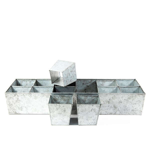 Galvanised metal tray with 12 large grow pods