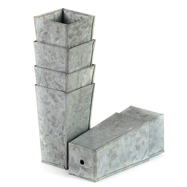 Tall galvanised metal root trainer pots - set of 6