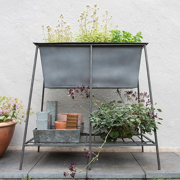 Trough on stand with shelf - long