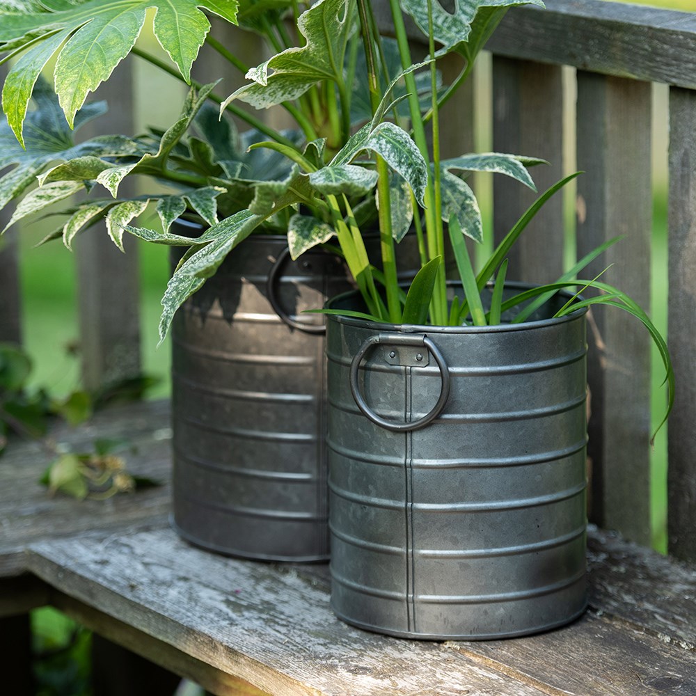 Galvanised metal balcony pot