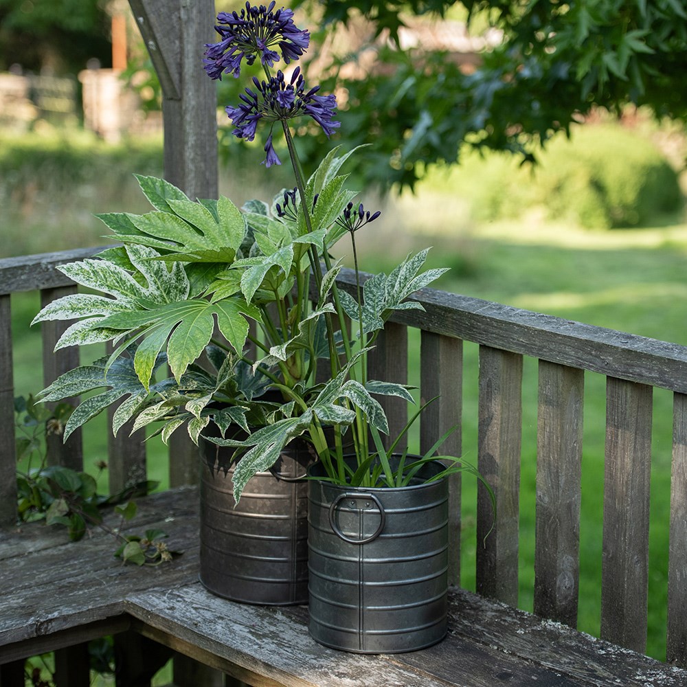 Galvanised metal balcony pot