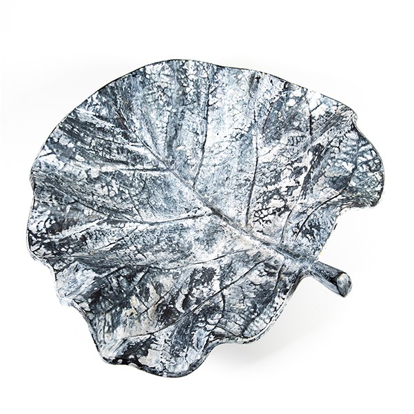 Zinc leaf bird bath