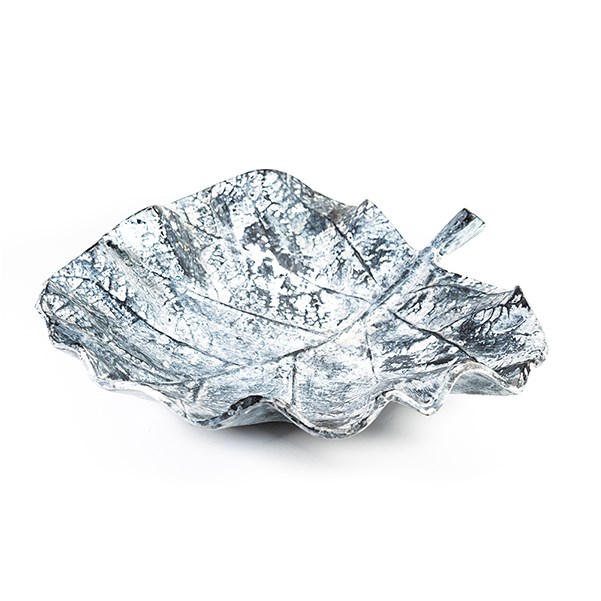 Zinc leaf bird bath