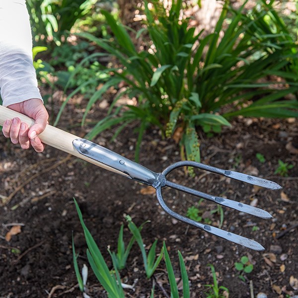 DeWit lightweight potato fork 3 prong ash handle 