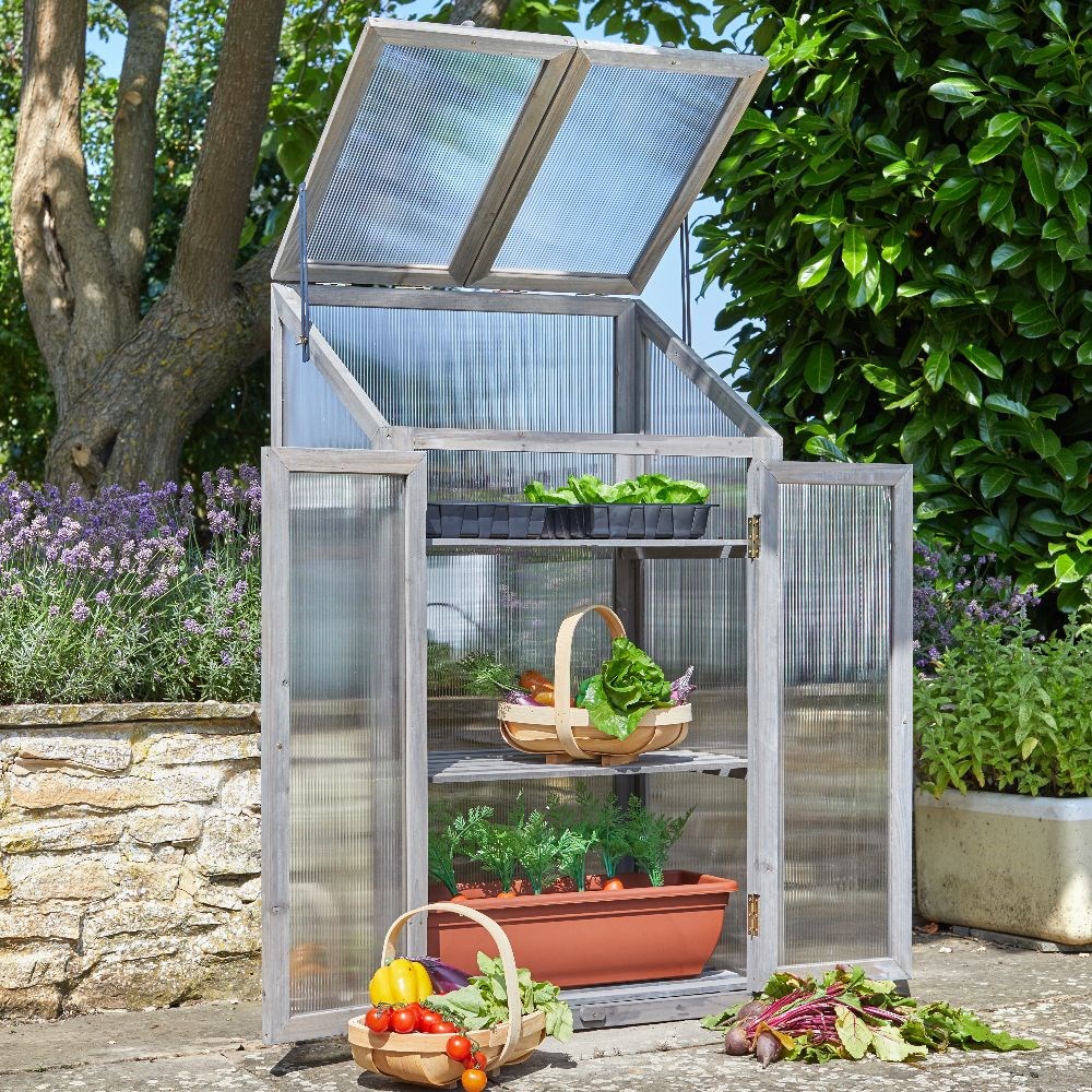 Large timber 3 tier growhouse - grey