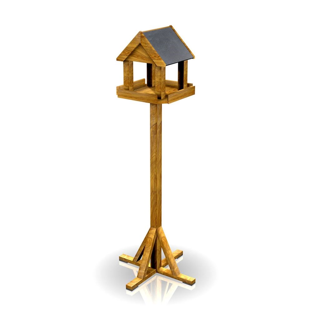 Standing wooden bird table - slate
