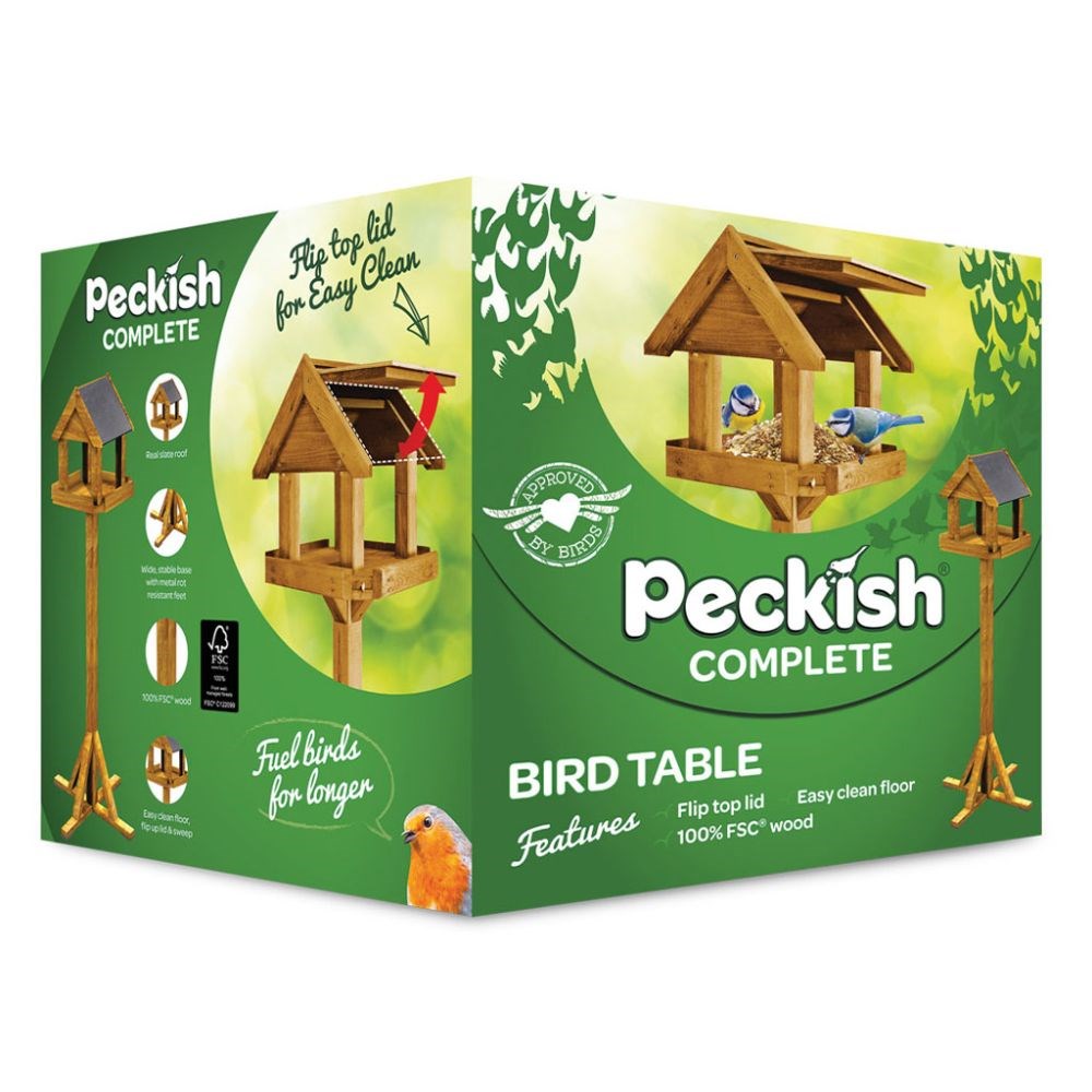 Standing wooden bird table - slate