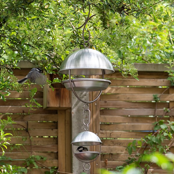 Satellite bird seed feeder - brushed aluminium