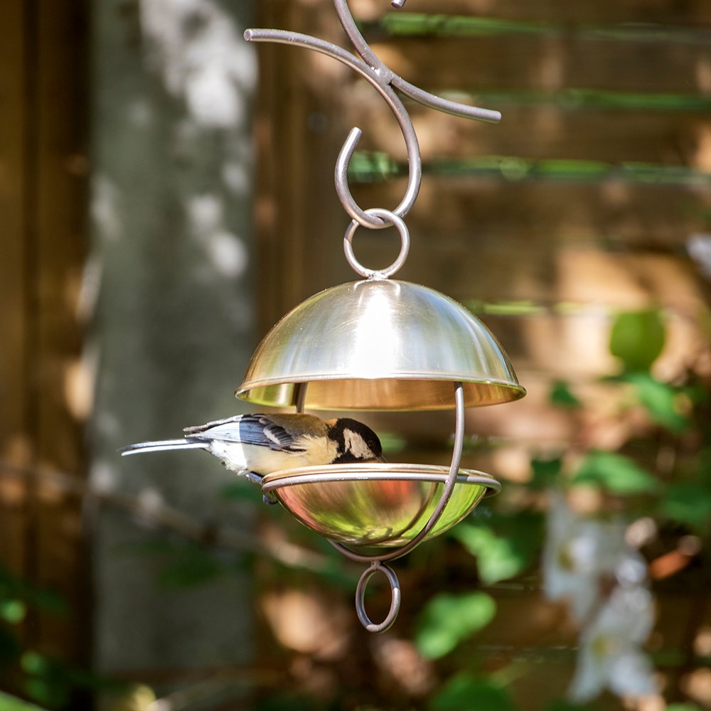 Satellite bird seed feeder - brushed brass