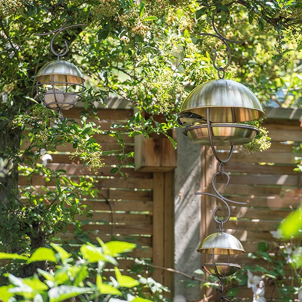 Satellite bird seed feeder - brushed brass