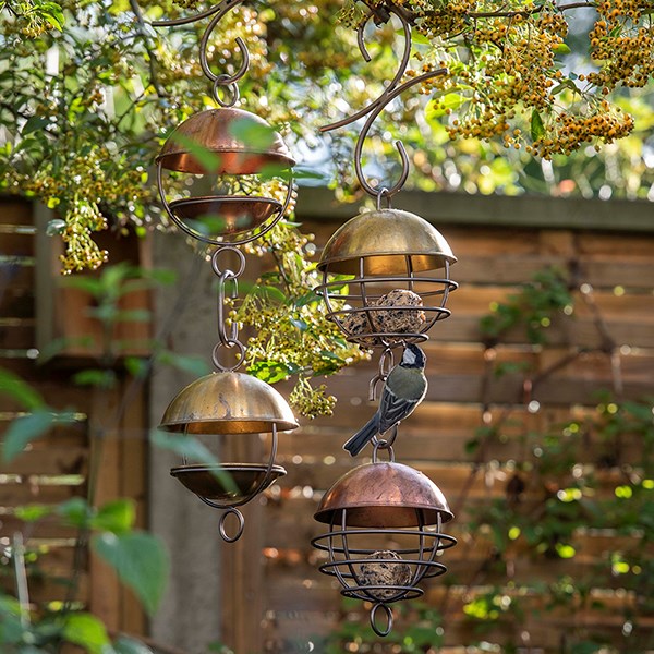 Satellite bird seed feeder - brushed brass