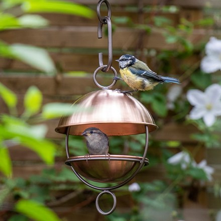 Satellite bird seed feeder - brushed copper