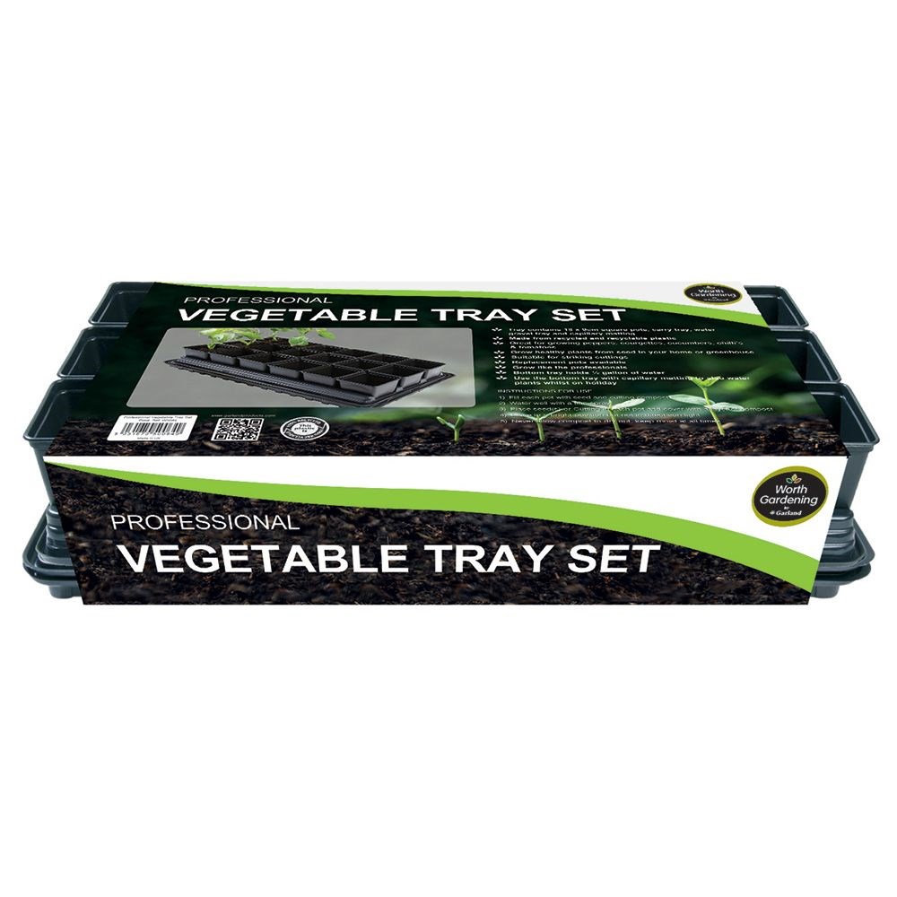 Professional vegetable pots - set of 18 with capillary watering tray