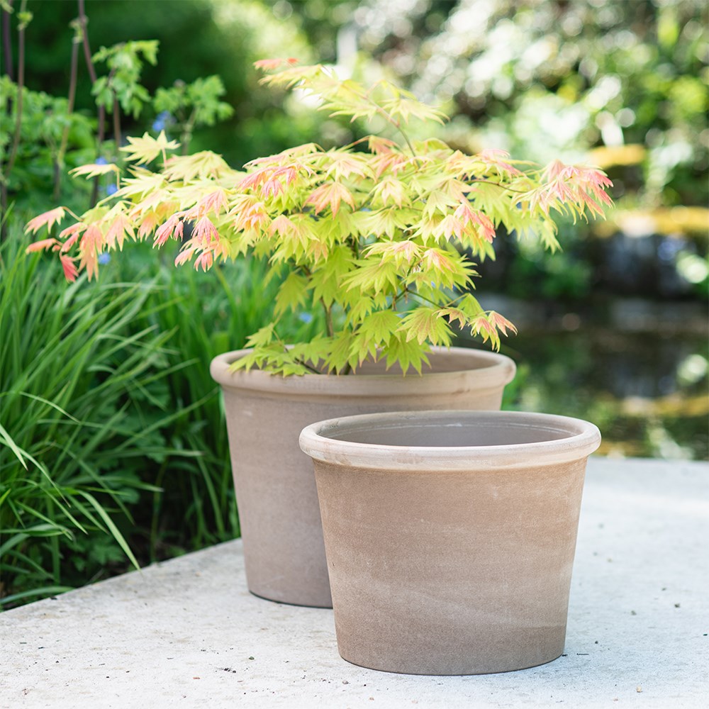 Italian terracotta cylinder pot - grey