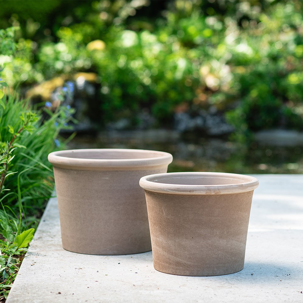 Italian terracotta cylinder pot - grey