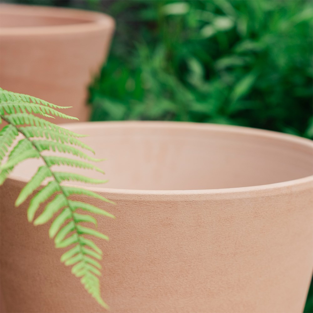 Conical Italian terracotta pot - whitewash