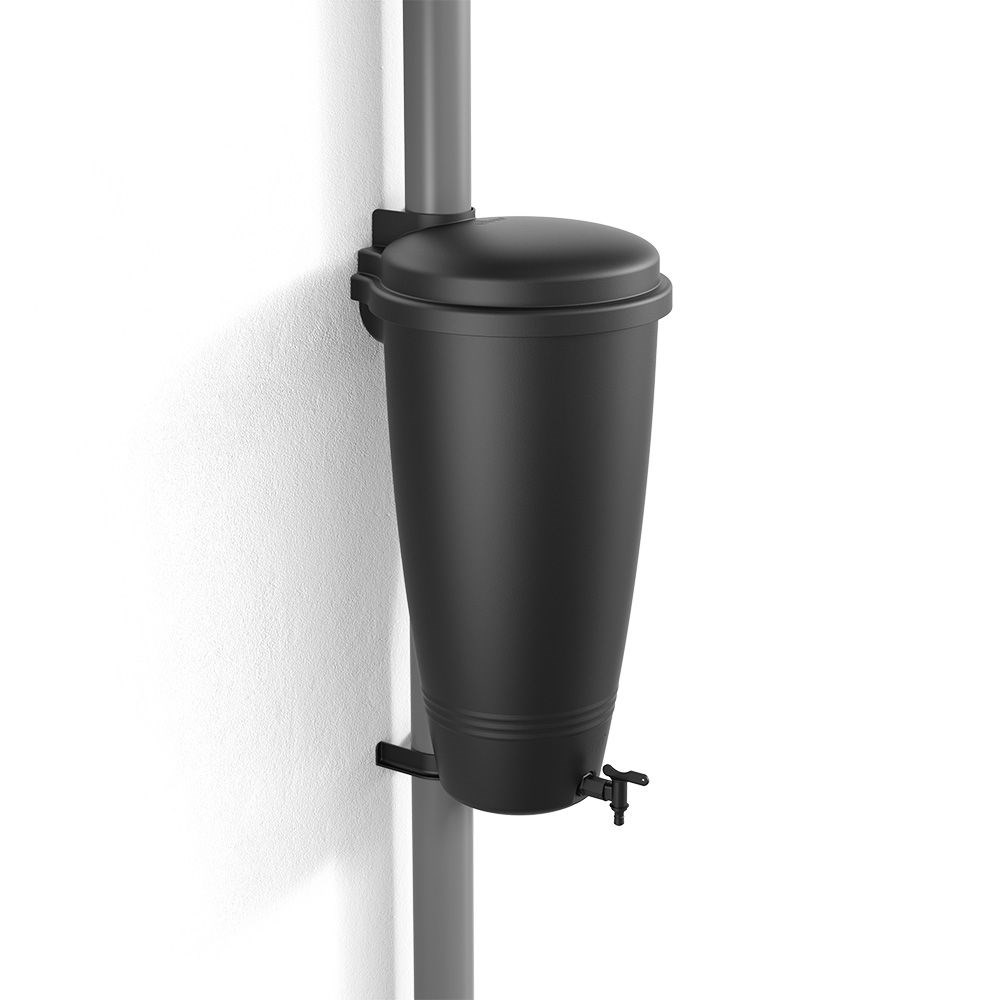 Wall-mounted water butt - black 