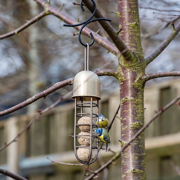 Tree hanging fat ball feeder - brass