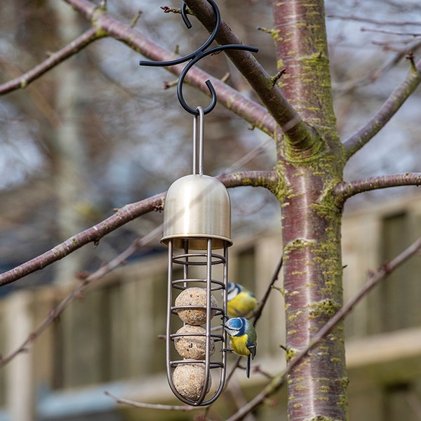 Tree hanging fat ball feeder - brass