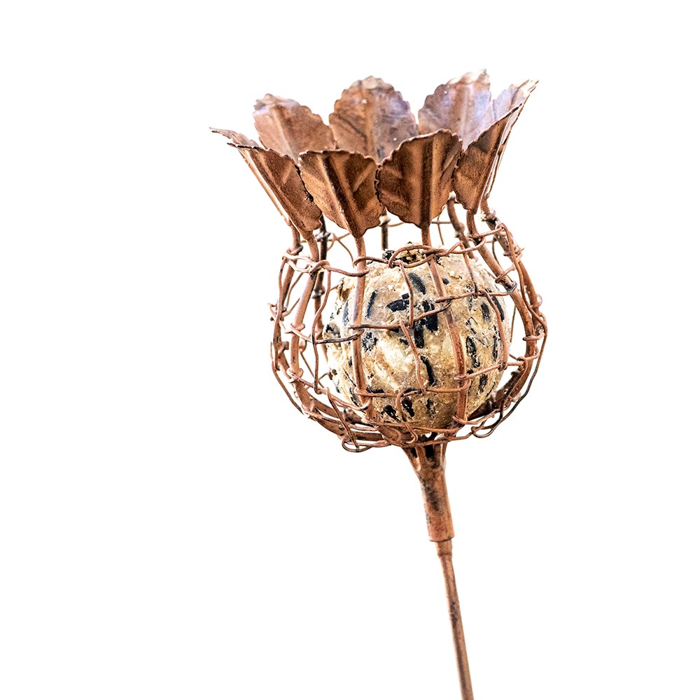 Poppy seed head fat snax feeder - rust