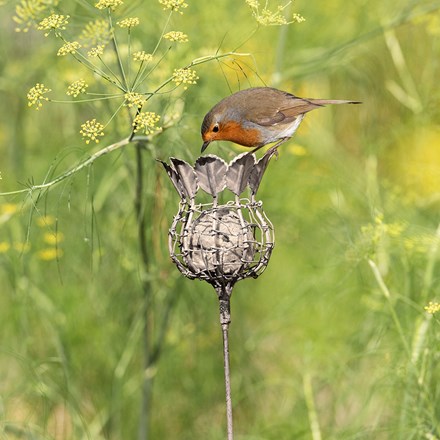 Poppy seed head fat snax feeder - aged zinc