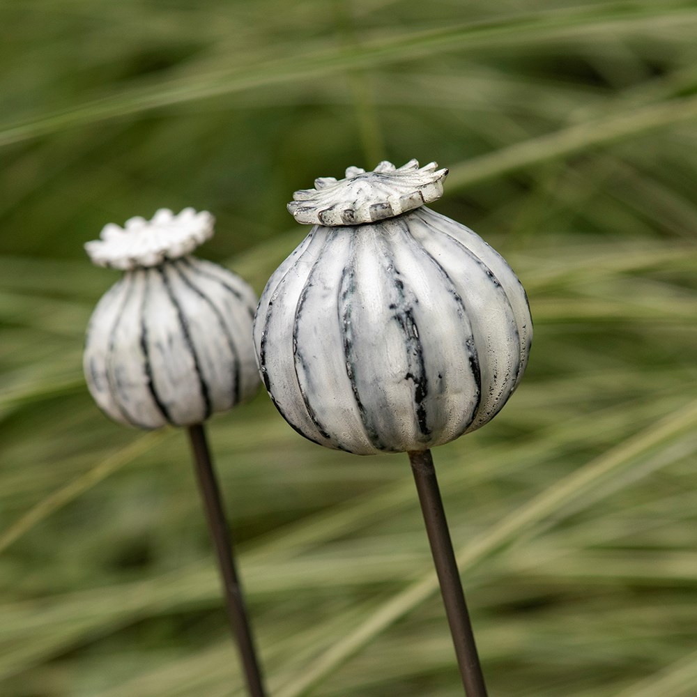 Perennial plant/bulb marking stake poppy seed head