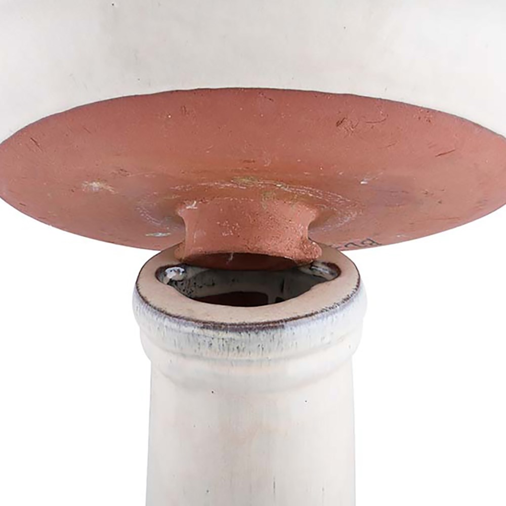 Ceramic bird bath on pedestal - white