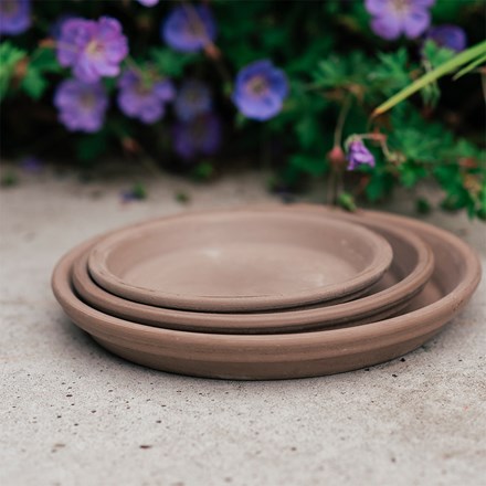 Water-resistant Italian terracotta saucer - grey 