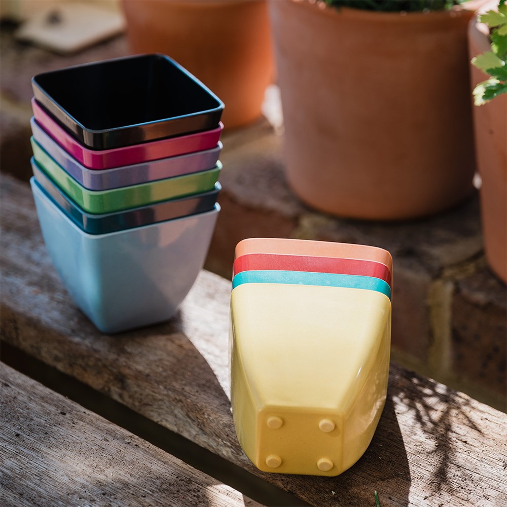 Bamboo fibre square eco pots - pack of 10