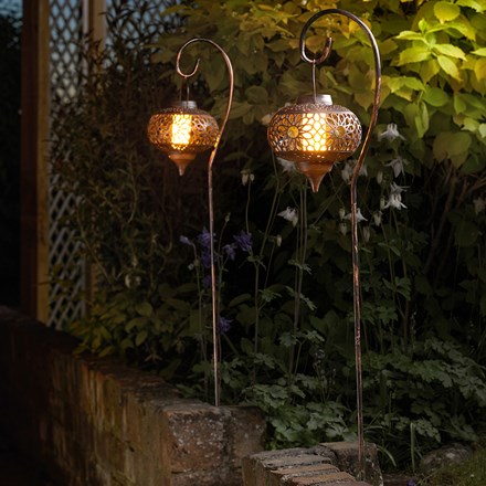 Solar filigree lanterns - set of 2