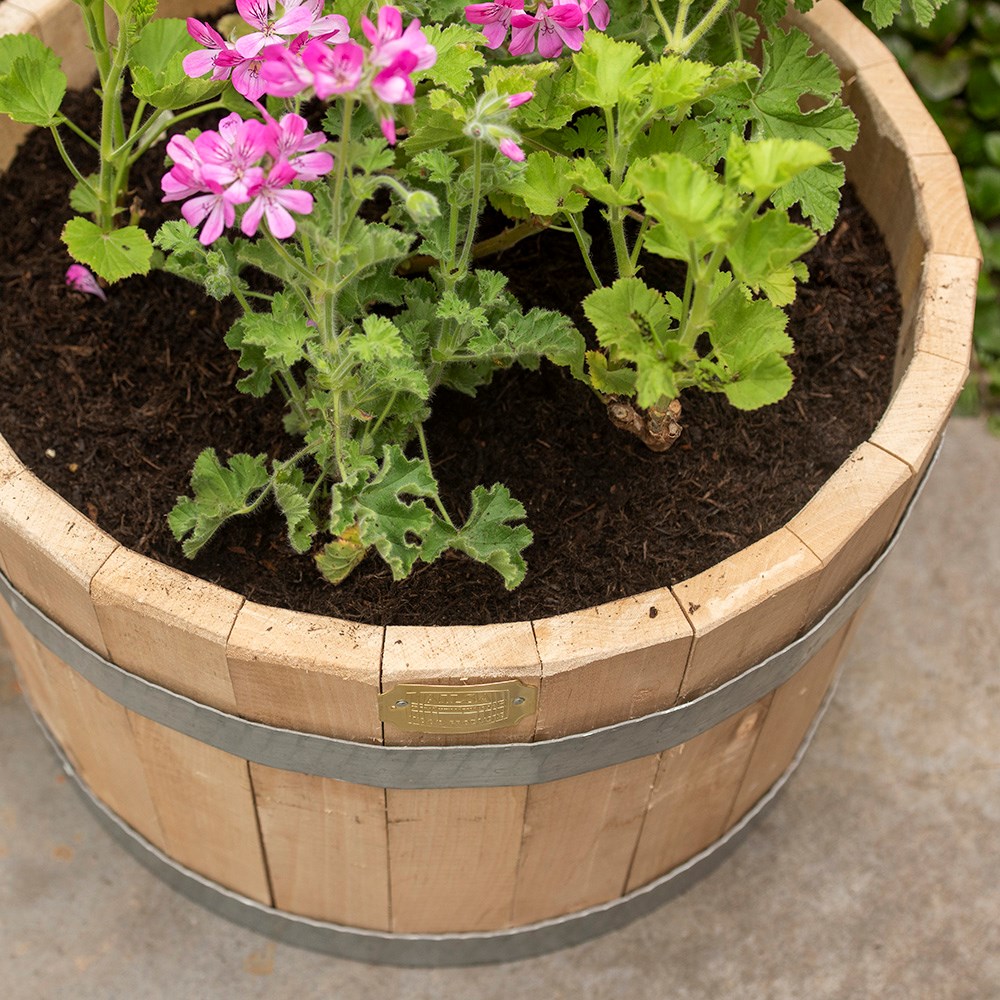 Hardwood barrel planter