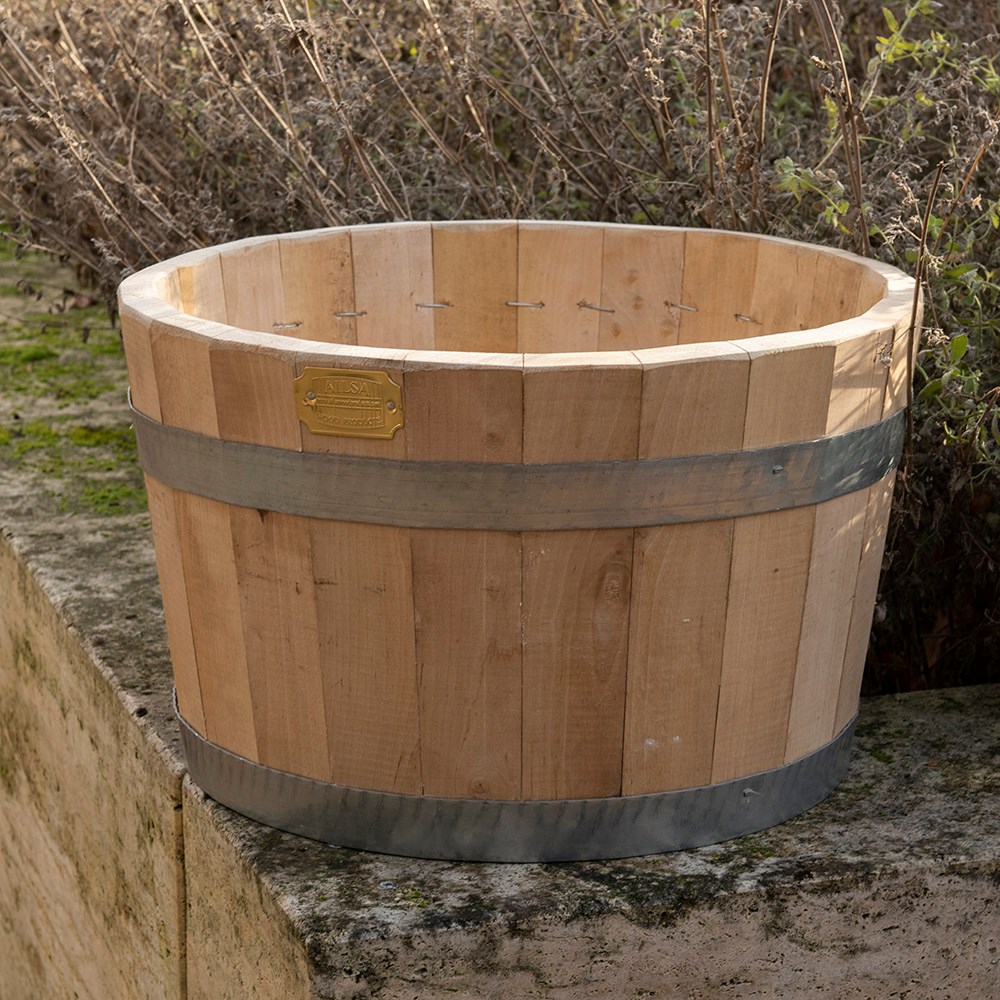 Hardwood barrel planter