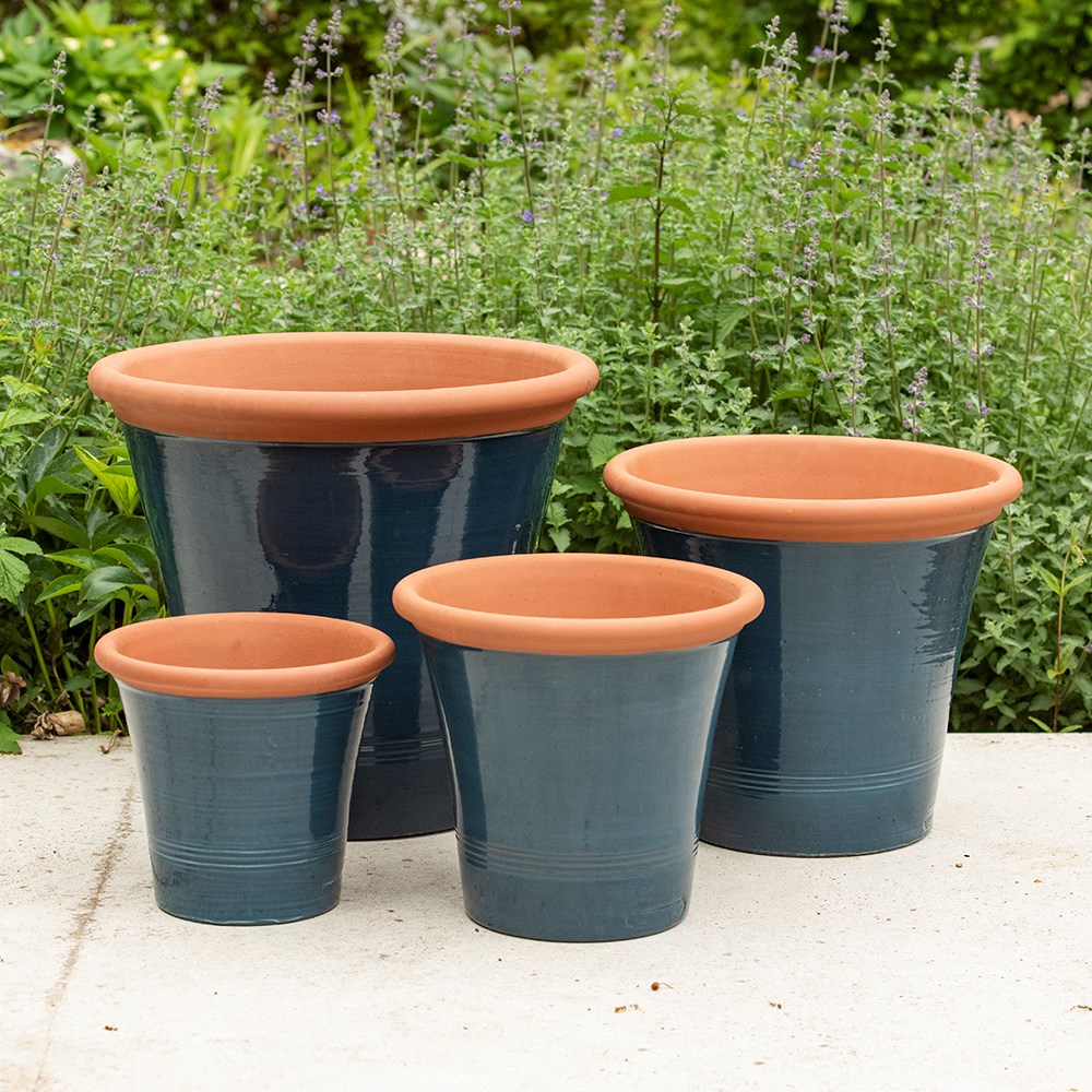 Dark teal kitchen planter