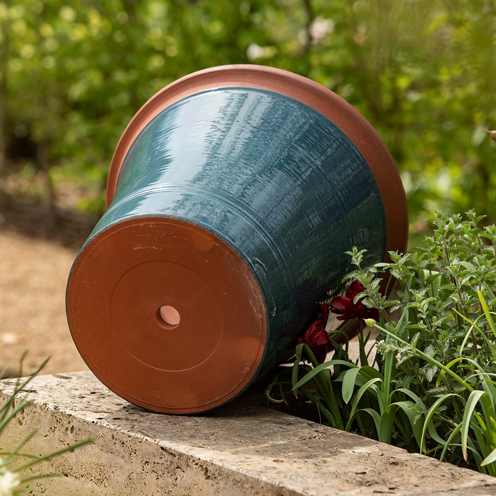 Dark teal kitchen planter
