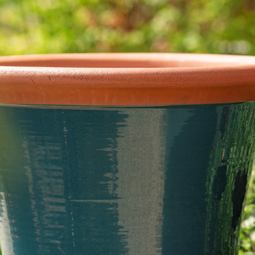 Dark teal kitchen planter
