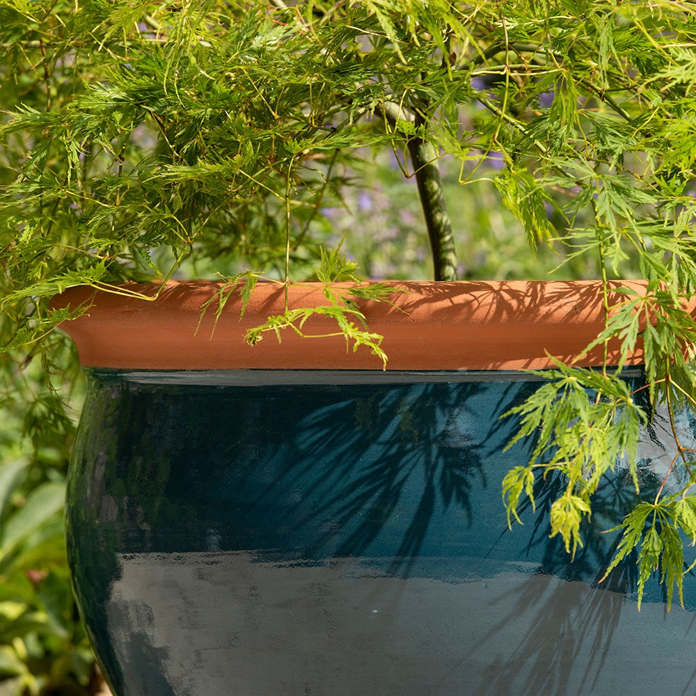 Dark teal bellied planter
