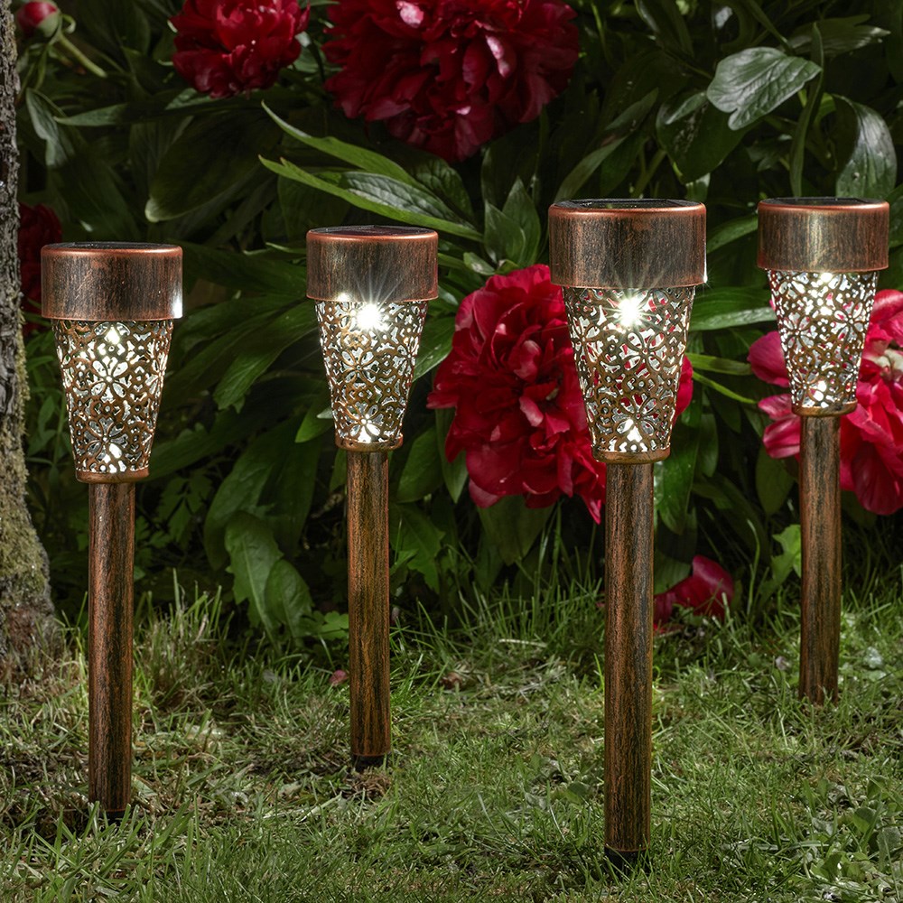 Damasque stake lights bronze - set of 4