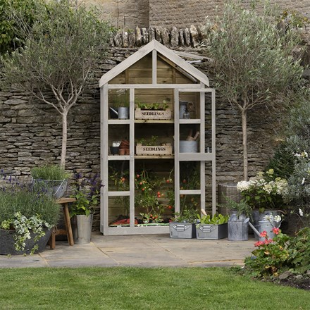 Wooden wall greenhouse with auto vent - natural