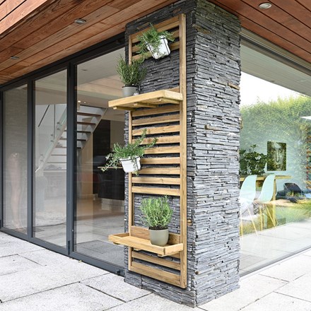 Slatted wall planter - two shelves