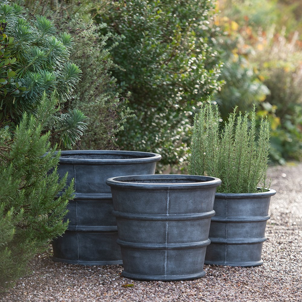 Greystoke ribbed planter - aged zinc