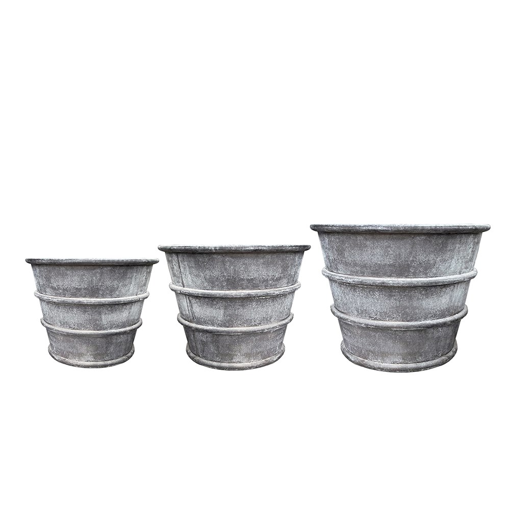 Greystoke ribbed planter - aged zinc