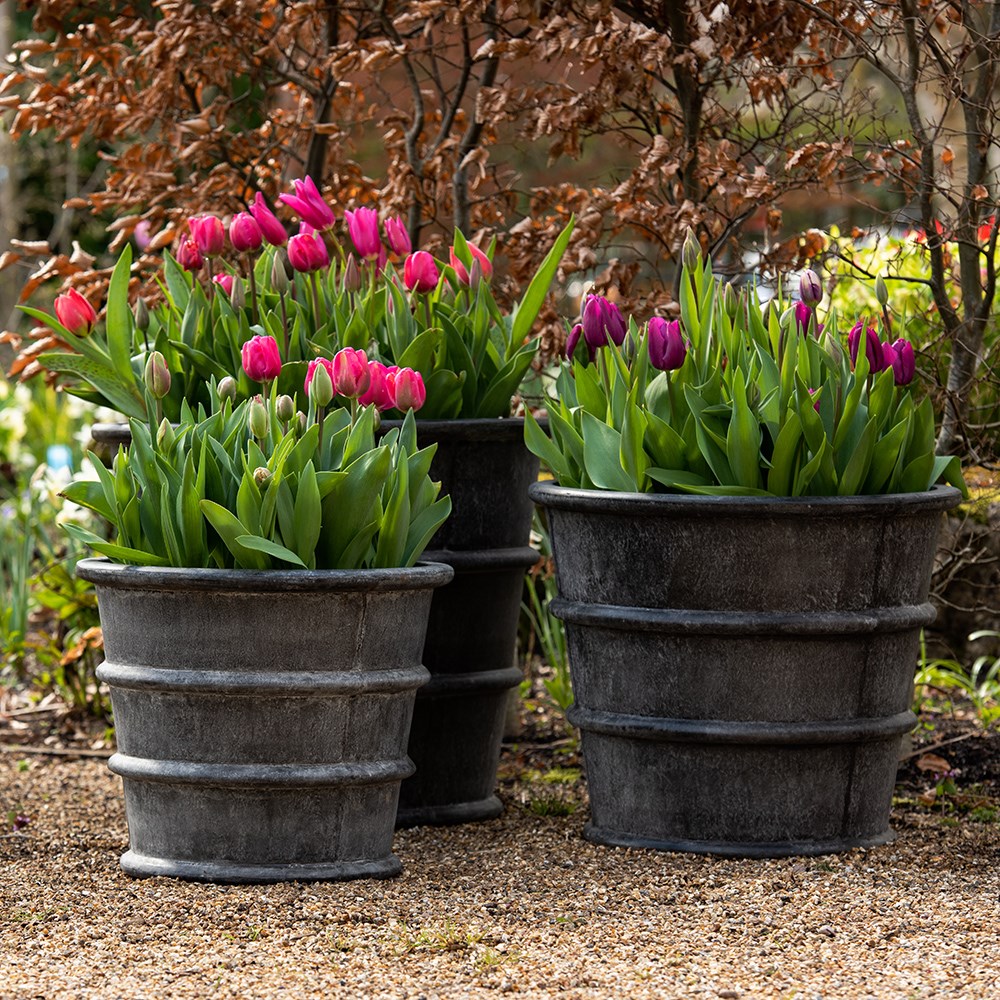 Greystoke ribbed planter - aged zinc