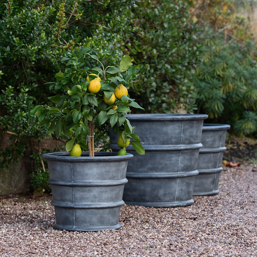 Greystoke ribbed planter - aged zinc
